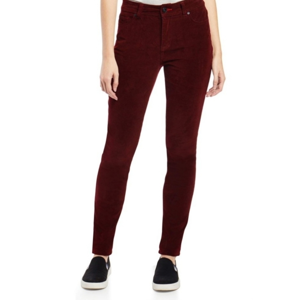 EV1 Burgundy Preston High Rise Stretch Velvet Jeans